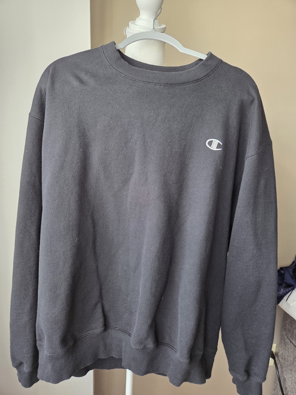 Champion Eco Authentic Black Crewneck Sweatshirt Logo XL